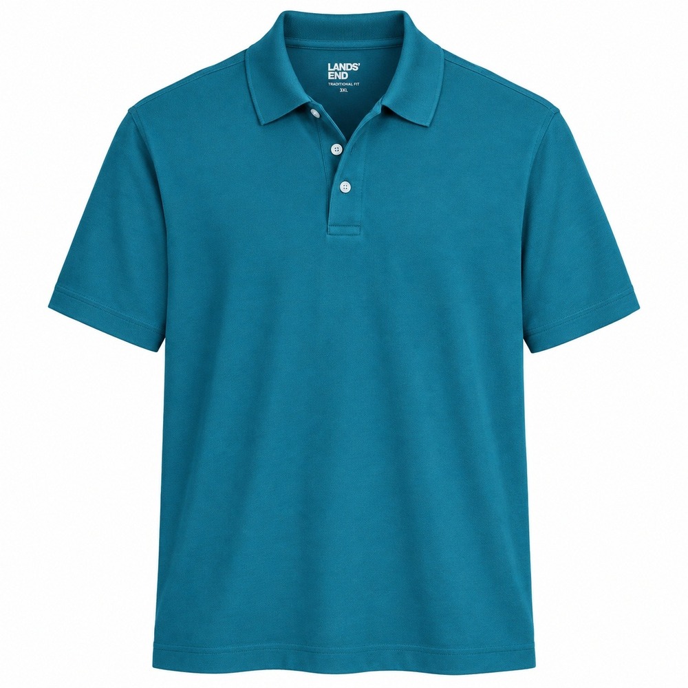 Lands End Mens 3XL Traditional Fit Supima Cotton Polo Shirt Baltic Teal 428053